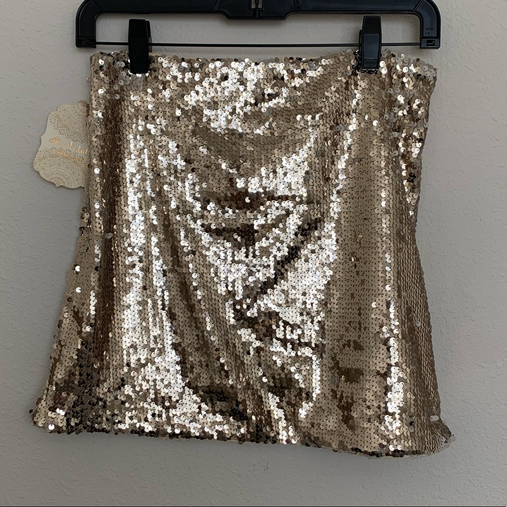 Altar’d State Gold Sequin Mini Skirt